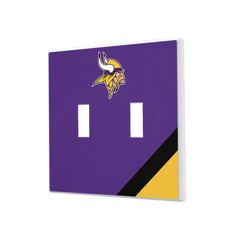 Minnesota Vikings Diagonal Stripe Double Toggle Light Switch Plate