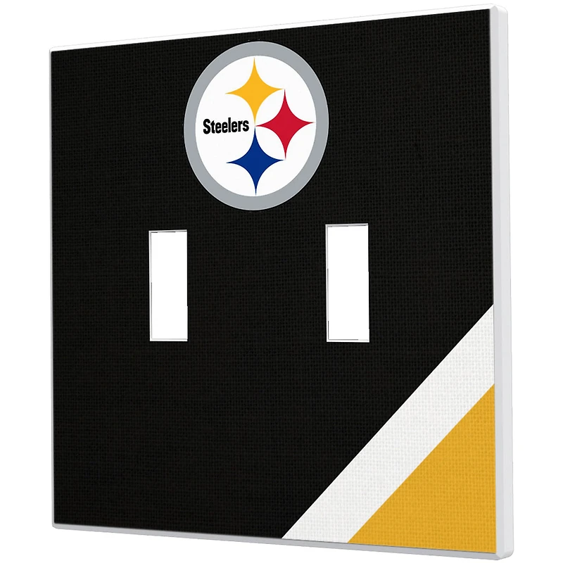 Pittsburgh Steelers Diagonal Stripe Double Toggle Light Switch Plate