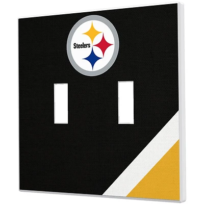 Pittsburgh Steelers Diagonal Stripe Double Toggle Light Switch Plate