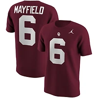 Men's Jordan Brand Baker Mayfield Crimson Oklahoma Sooners College Name & Number T-Shirt