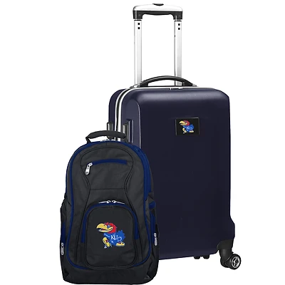 Kansas Jayhawks Deluxe 2-Piece Backpack and Carry-On Set - Navy