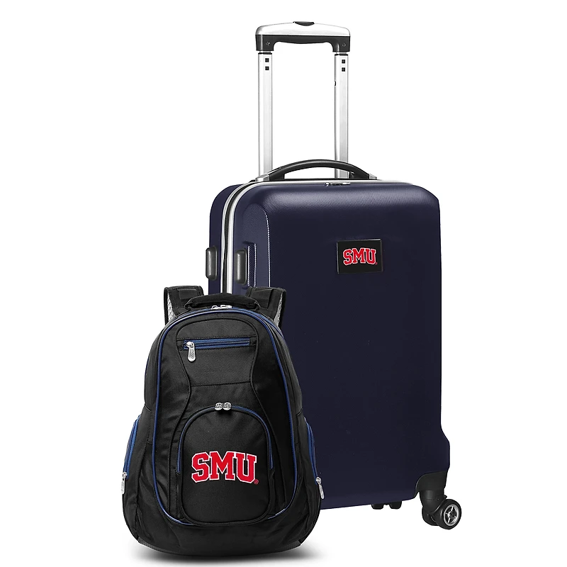SMU Mustangs Deluxe 2-Piece Backpack and Carry-On Set - Navy