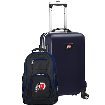 Utah Utes Deluxe 2-Piece Backpack and Carry-On Set - Navy
