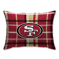 San Francisco 49ers Plaid Plush Sherpa Bed Pillow - Red