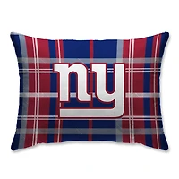 New York Giants Plaid Plush Sherpa Bed Pillow - Blue