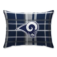 Los Angeles Rams Plaid Plush Sherpa Bed Pillow - Blue