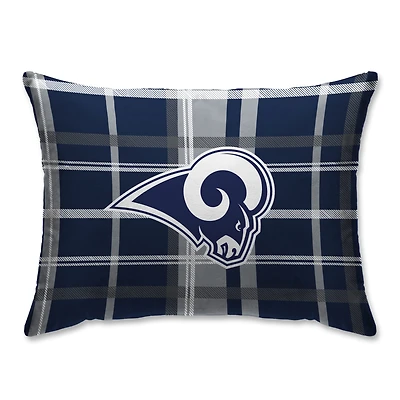 Los Angeles Rams Plaid Plush Sherpa Bed Pillow - Blue