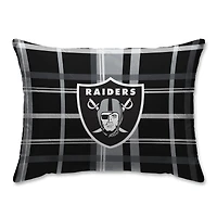 Las Vegas Raiders Plaid Plush Sherpa Bed Pillow - Black