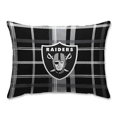 Las Vegas Raiders Plaid Plush Sherpa Bed Pillow - Black