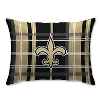 New Orleans Saints Plaid Plush Sherpa Bed Pillow - Black