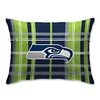 Seattle Seahawks Plaid Plush Sherpa Bed Pillow - Blue