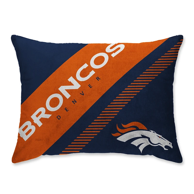 Denver Broncos Super Plush Mink Diagonal Bed Pillow - Blue