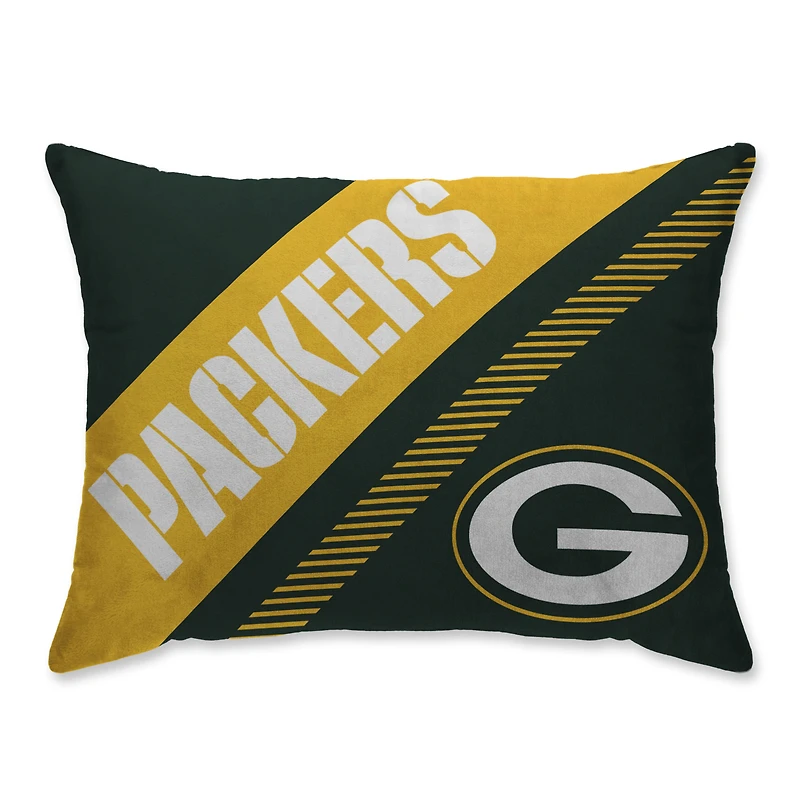 Green Bay Packers Super Plush Mink Diagonal Bed Pillow - Green