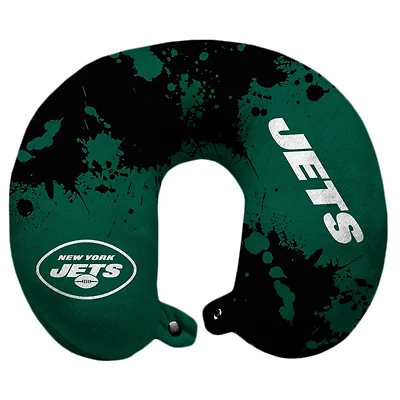 New York Jets Splatter Polyester Snap Closure Travel Pillow - Green