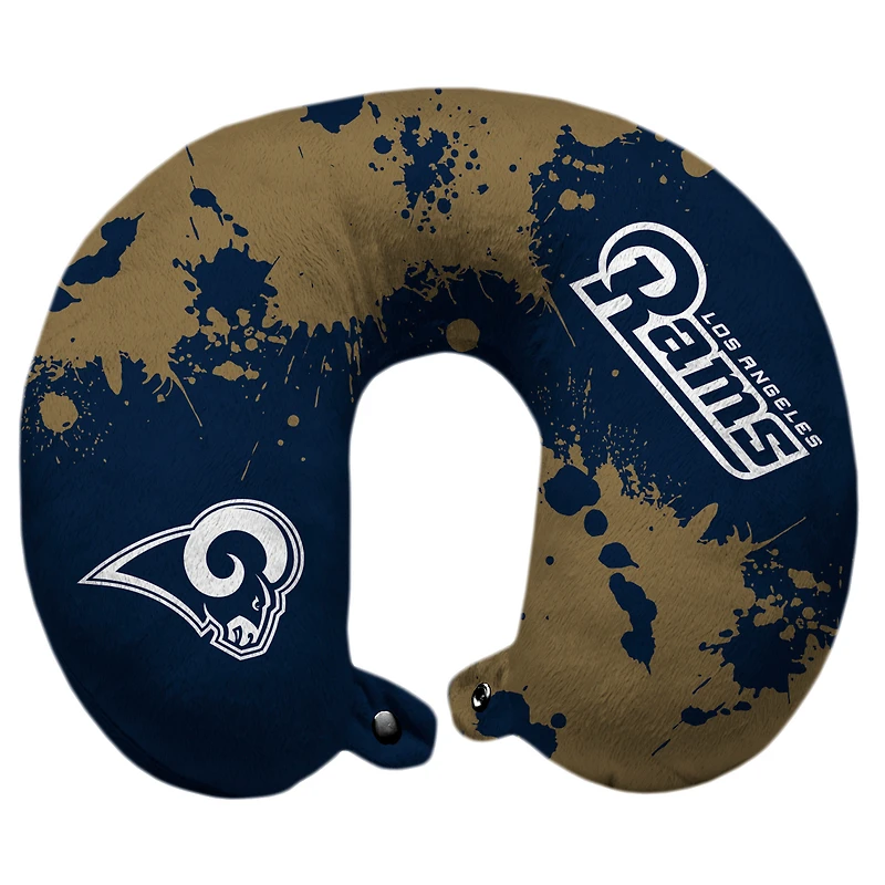 Los Angeles Rams Splatter Polyester Snap Closure Travel Pillow - Blue