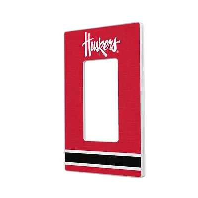 Nebraska Huskers Stripe Design Single Rocker Light Switch Plate