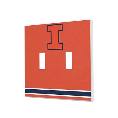 Illinois Fighting Illini Stripe Design Double Toggle Light Switch Plate