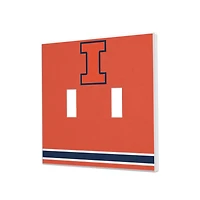 Illinois Fighting Illini Stripe Design Double Toggle Light Switch Plate