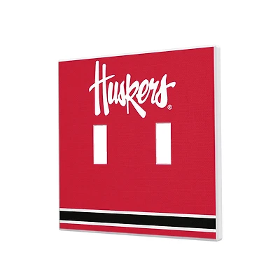 Nebraska Huskers Stripe Design Double Toggle Light Switch Plate