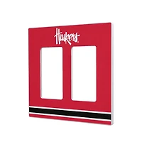 Nebraska Huskers Stripe Design Double Rocker Light Switch Plate