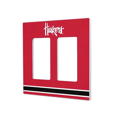 Nebraska Huskers Stripe Design Double Rocker Light Switch Plate