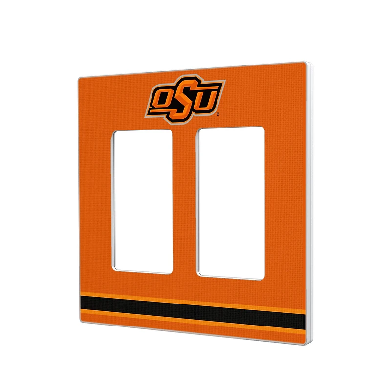 Oklahoma State Cowboys Stripe Design Double Rocker Light Switch Plate