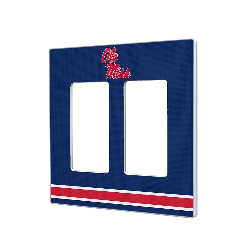 Ole Miss Rebels Stripe Design Double Rocker Light Switch Plate