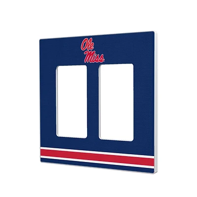 Ole Miss Rebels Stripe Design Double Rocker Light Switch Plate