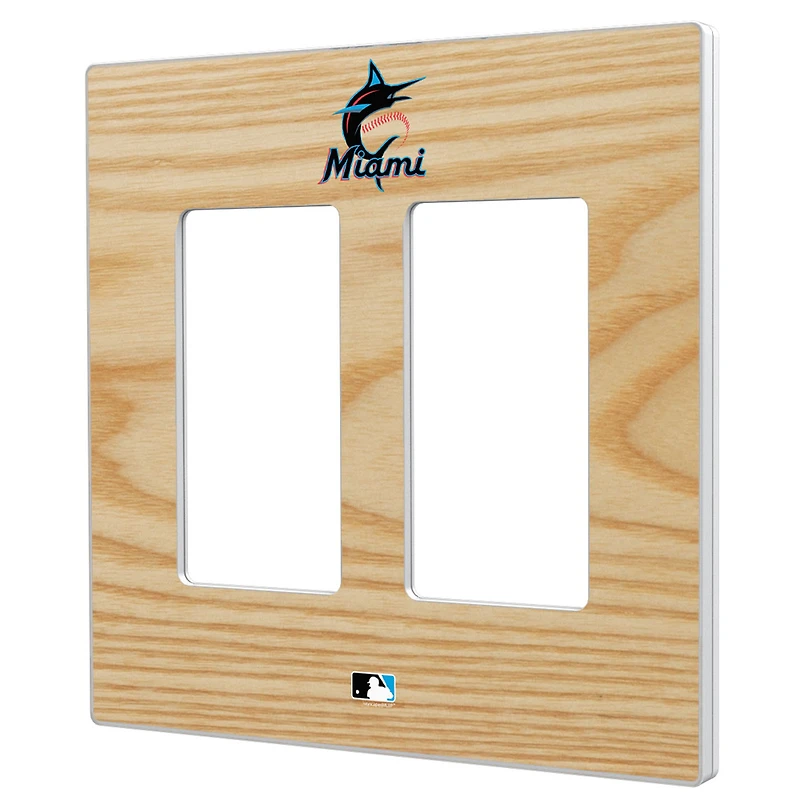 Miami Marlins Baseball Bat Design Double Rocker Light Switch Plate
