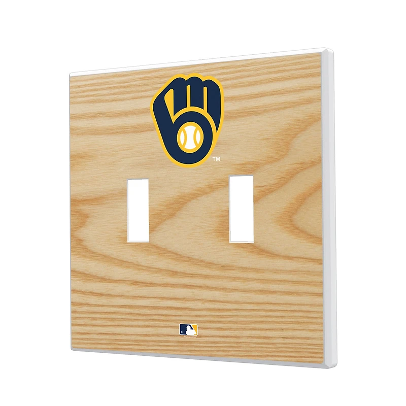 Milwaukee Brewers Baseball Bat Design Double Toggle Light Switch Plates