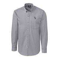 Men's Cutter & Buck Charcoal Colorado Rockies Big & Tall Stretch Gingham Long Sleeve Button-Down Shirt