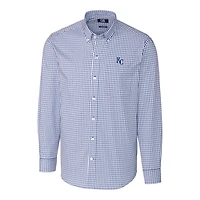 Men's Cutter & Buck Royal Kansas City Royals Big & Tall Stretch Gingham Long Sleeve Button-Down Shirt