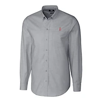 Men's Cutter & Buck Charcoal Boston Red Sox Big & Tall Stretch Oxford Long Sleeve Button-Down Shirt