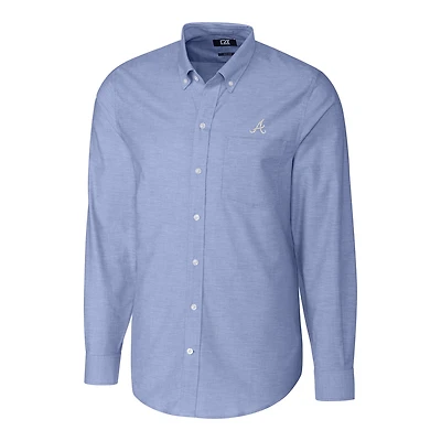 Men's Cutter & Buck Royal Atlanta Braves Big & Tall Stretch Oxford Long Sleeve Button-Down Shirt