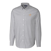 Men's Cutter & Buck Charcoal Houston Astros Big & Tall Stretch Oxford Striped Long Sleeve Button-Down Shirt