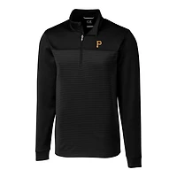 Men's Cutter & Buck Black Pittsburgh Pirates Big & Tall Traverse Stripe Half-Zip Pullover Jacket