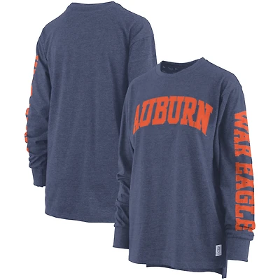Women's Pressbox Navy Auburn Tigers Plus Size Two-Hit Canyon Long Sleeve T-Shirt