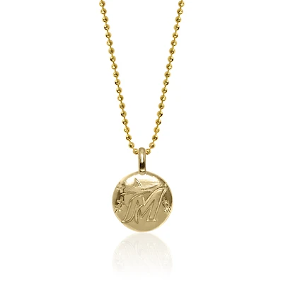 Women's Alex Woo Miami Marlins 14k Yellow Gold Disc Necklace