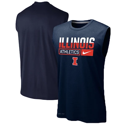 Men's Nike Navy Illinois Fighting Illini Wordmark Drop Legend Performance Tank Top