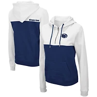 Women's Colosseum White/Navy Penn State Nittany Lions Aidan Lightweight Half-Zip Hoodie