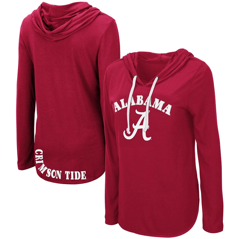 Women's Colosseum Crimson Alabama Crimson Tide My Lover Lightweight Hooded Long Sleeve T-Shirt