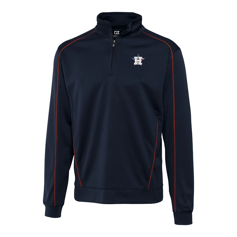 Men's Cutter & Buck Navy/Red Houston Astros Stars & Stripes Big & Tall DryTec Edge Half-Zip Pullover Jacket