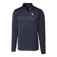 Men's Cutter & Buck Navy Los Angeles Dodgers Stars & Stripes Big & Tall Traverse Stripe Half-Zip Pullover Jacket