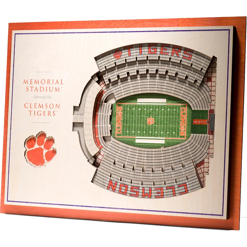 Clemson Tigers 17'' x 13'' 5-Layer StadiumViews 3D Wall Art