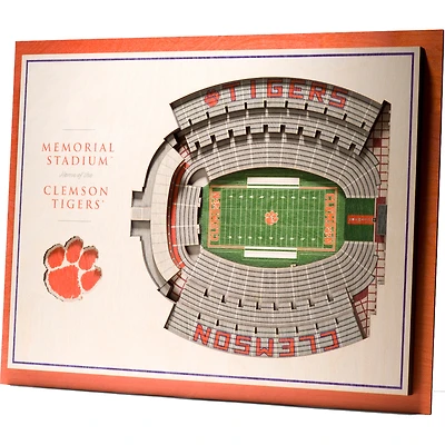 Clemson Tigers 17'' x 13'' 5-Layer StadiumViews 3D Wall Art