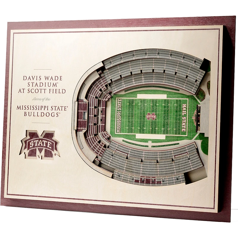 Mississippi State Bulldogs 17'' x 13'' 5-Layer StadiumViews 3D Wall Art