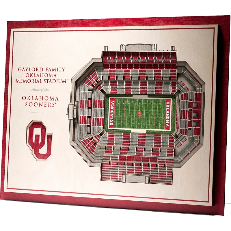 Oklahoma Sooners 17'' x 13'' 5-Layer StadiumViews 3D Wall Art