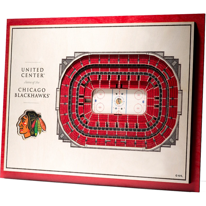 Chicago Blackhawks 17'' x 13'' 5-Layer StadiumViews 3D Wall Art