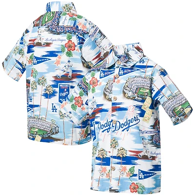 Youth Reyn Spooner White Los Angeles Dodgers Scenic Button-Up Shirt