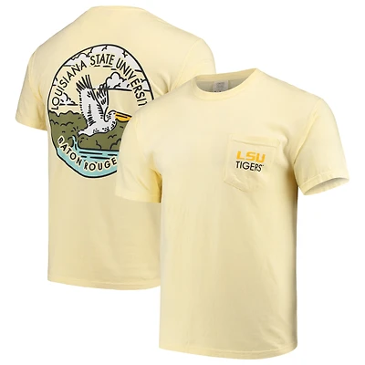 Men's Gold LSU Tigers Circle Scene Comfort Colors Pocket T-Shirt